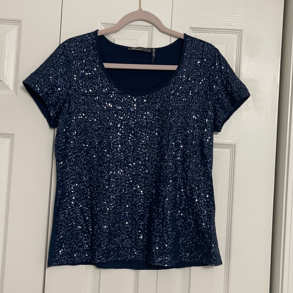 NWOT Kiara short sleeve sequin top size L
